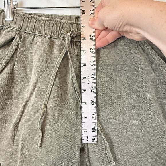 Joie Womens SIZE LARGE Linen Blend Pullon Pants Caro Utility Crop Dark Khaki Grn - Picture 5 of 9